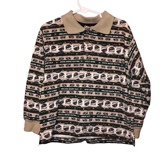 Vintage McKids Causal Long Sleeve Retro Youth Long Sleeve Great River Shirt - Picture 1 of 6